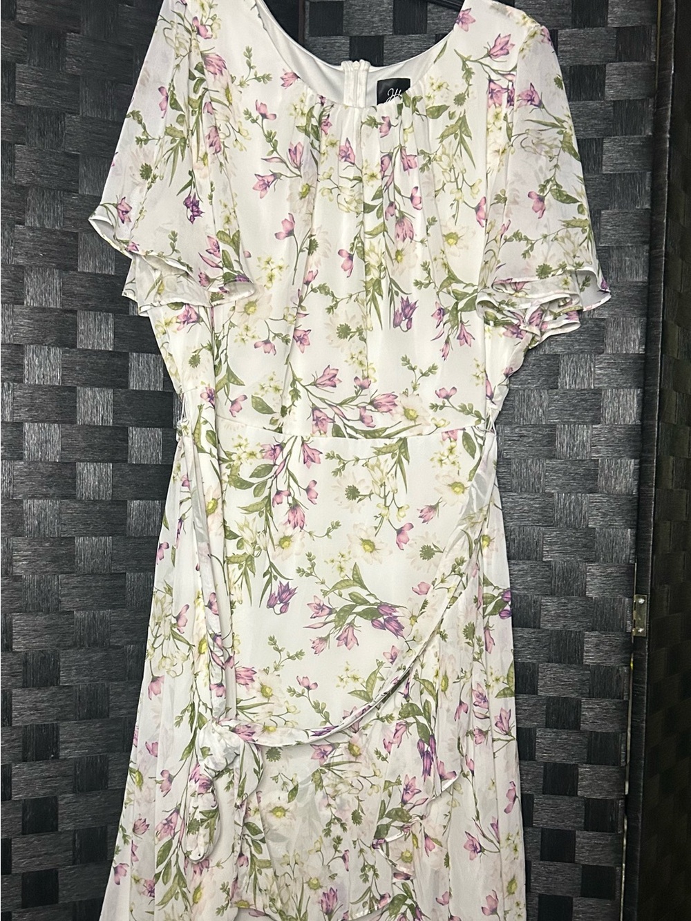 Jessica Howard Ivory Iris Short Sleeve Floral Midi Fit and Flare Dress 22W